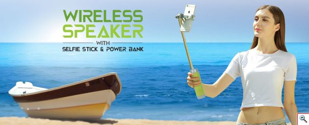 Ασύρματο Selfie Stick - Ηχείο Bluetooth Handsfree Ομιλία - Powerbank με Φακό - Φλας LED - 4 σε 1 USB/SD/MP3 Player Wireless Multimedia Speaker 