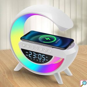 Ηχείο RGB με Ασύρματη Φόρτιση, Ρολόι, Ραδιόφωνο & Οθόνη LED - Bluetooth LED USB