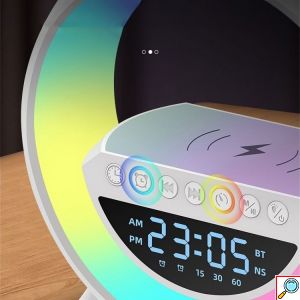 Ηχείο RGB με Ασύρματη Φόρτιση, Ρολόι, Ραδιόφωνο & Οθόνη LED - Bluetooth LED USB