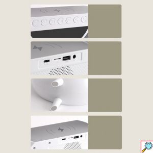 Ηχείο RGB με Ασύρματη Φόρτιση, Ρολόι, Ραδιόφωνο & Οθόνη LED - Bluetooth LED USB