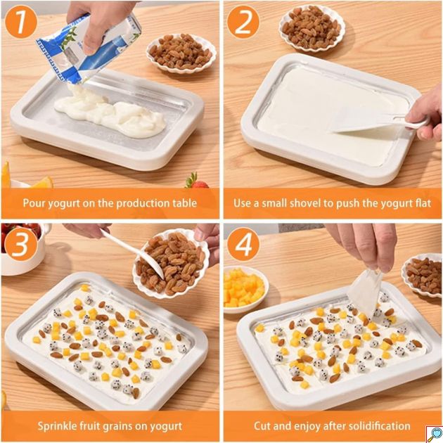 Ice Roll Maker - Παγωτομηχανή με 2 Ανοξείδωτες Σπάτουλες για Σπιτικό Ρολό Παγωτού & Παγωμένο Γιαούρτι - Instant Ice Cream Maker