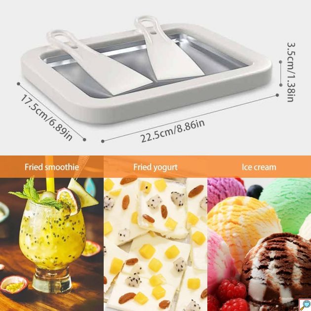 Ice Roll Maker - Παγωτομηχανή με 2 Ανοξείδωτες Σπάτουλες για Σπιτικό Ρολό Παγωτού & Παγωμένο Γιαούρτι - Instant Ice Cream Maker