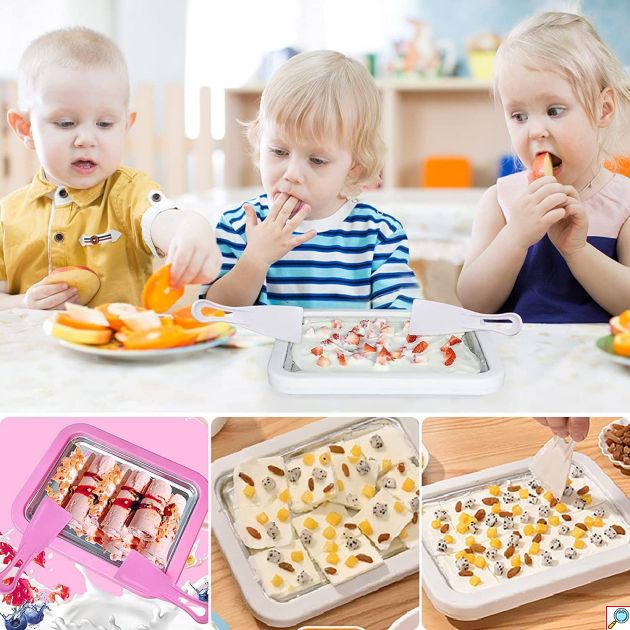Ice Roll Maker - Παγωτομηχανή με 2 Ανοξείδωτες Σπάτουλες για Σπιτικό Ρολό Παγωτού & Παγωμένο Γιαούρτι - Instant Ice Cream Maker