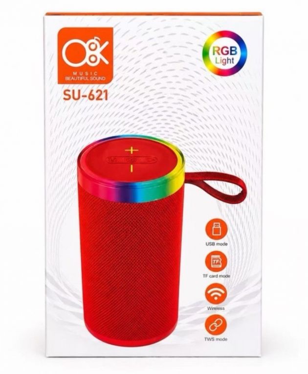 Φορητό Ηχείο Bluetooth OK – RGB Φωτισμό, USB, TF Card, TWS Κόκκινο