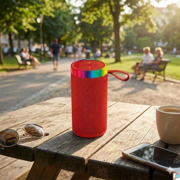 Φορητό Ηχείο Bluetooth OK – RGB Φωτισμό, USB, TF Card, TWS Κόκκινο
