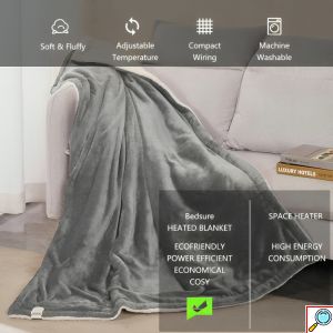 Ηλεκτρική Κουβέρτα Fleece με 6 Επίπεδα Θερμοκρασίας 120W - 160x130 cm - Γκρι