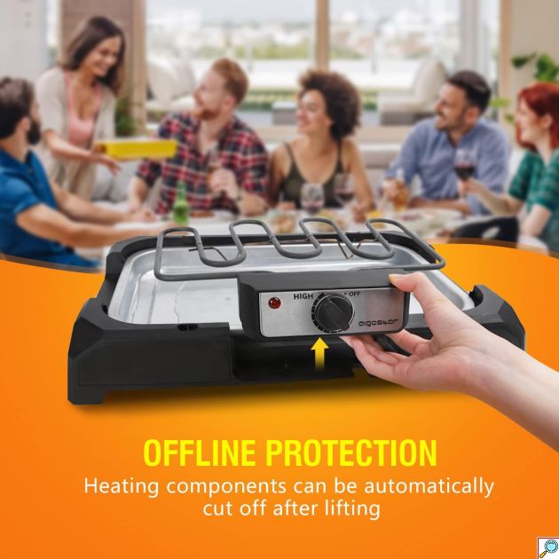 Επιτραπέζια Ηλεκτρική Ψησταριά BBQ 2000W - Με Δοχείο Νερού 1,5L για Ψήσιμο Χωρίς Καπνό - AIGOSTAR