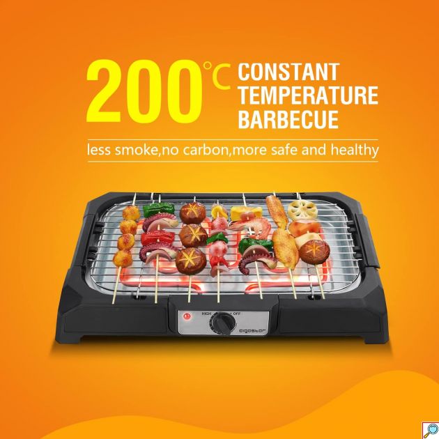 Επιτραπέζια Ηλεκτρική Ψησταριά BBQ 2000W - Με Δοχείο Νερού 1,5L για Ψήσιμο Χωρίς Καπνό - AIGOSTAR