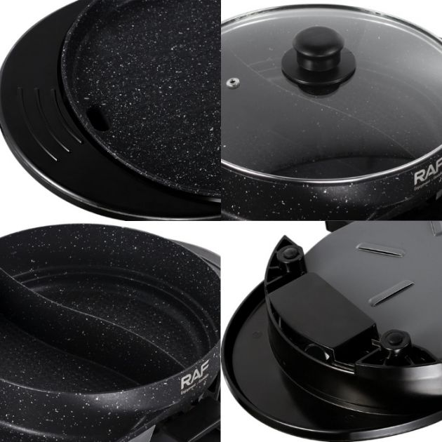 Ηλεκτρική Σχάρα & Hot Pot 2 σε 1 Teppanyaki 1800W με Αντικολλητική Επιφάνεια - RAF