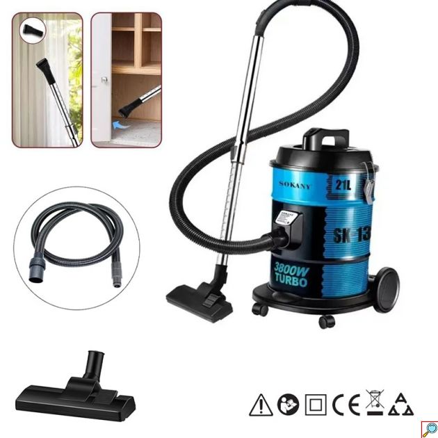 Ηλεκτρική Σκούπα Turbo 3800W 21L SOKANY SK-13021 Μπλε