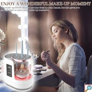Ηλεκτρική Συσκευή Καθαρισμού Πινέλων Μακιγιάζ Λευκή με Στέγνωμα