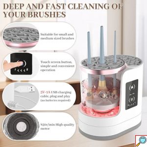 Ηλεκτρική Συσκευή Καθαρισμού Πινέλων Μακιγιάζ Λευκή με Στέγνωμα