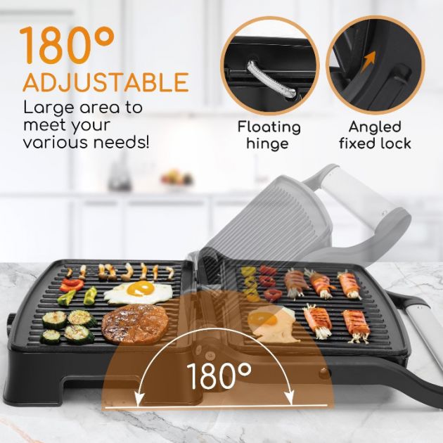 Ηλεκτρική Τοστιέρα - Γκριλιέρα 1500W INOX - Με Άνοιγμα 180 Μοίρες - AIGOSTAR