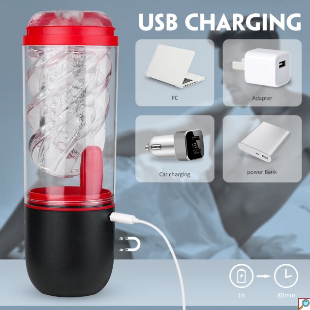 Αδιάβροχος Ηλεκτρικός Επαναφορτιζόμενος USB Αυνανιστής Πέους με 3 Αναρροφήσεις & 9 Λειτουργείες Δόνησης & Φωνή σε 3 Διαφορετικές Γλώσσες