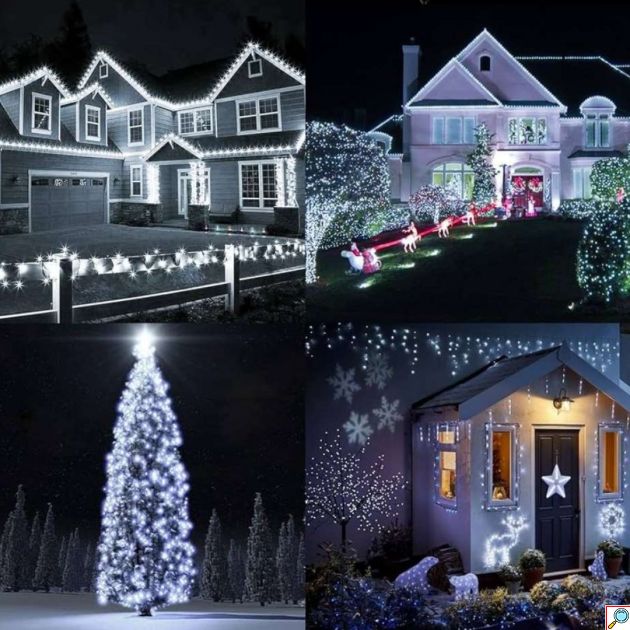 Ηλιακά Χριστουγεννιάτικα Λαμπάκια 34.95m 700LED Λευκού Ψυχρού Φωτισμού