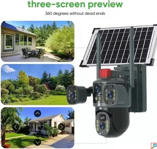 Ηλιακή Ασύρματη Κάμερα Ασφαλείας 4G με SIM, Αμφίδρομη Επικοινωνία & Πανοραμική Περιστροφή – Full QHD 2K, IP66