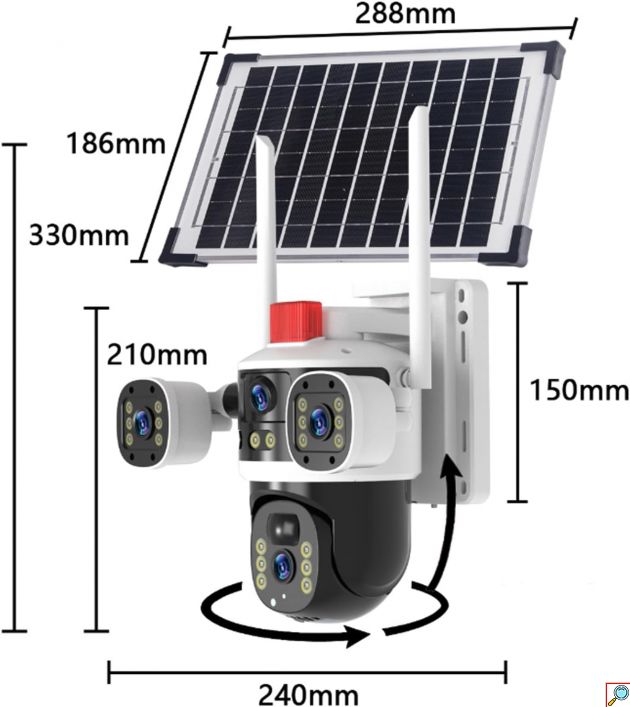 Ηλιακή Ασύρματη Κάμερα Ασφαλείας 4G με SIM, Αμφίδρομη Επικοινωνία & Πανοραμική Περιστροφή – Full QHD 2K, IP66