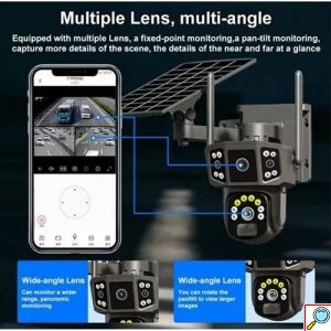 Ηλιακή Ασύρματη Κάμερα Ασφαλείας με SIM & Αμφίδρομη Επικοινωνία – Full HD, Αδιάβροχη IP65