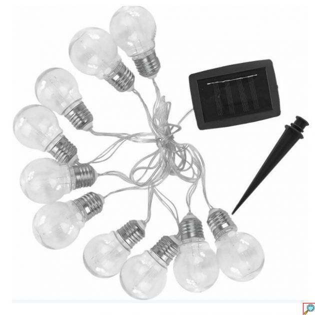 Ηλιακή Γιρλάντα LED 3.8M με 10 Λαμπάκια και 8 Προγράμματα Θερμό Λευκό 