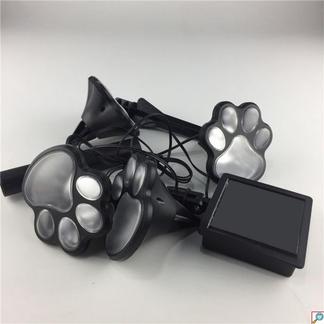 Lightex Paw Σετ Ηλιακών Φωτιστικών Δαπέδου με Σχήμα Πατούσας Ψυχρού Φωτισμού 7500K 0.06W με Αισθητήρα Φωτός 4τμχ σε Μαύρο Χρώμα