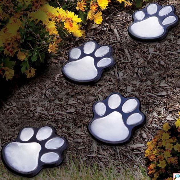 Lightex Paw Σετ Ηλιακών Φωτιστικών Δαπέδου με Σχήμα Πατούσας Ψυχρού Φωτισμού 7500K 0.06W με Αισθητήρα Φωτός 4τμχ σε Μαύρο Χρώμα