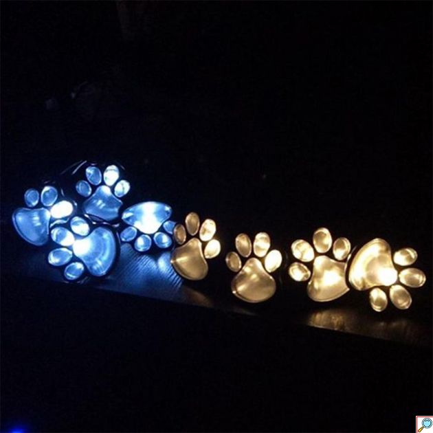 Lightex Paw Σετ Ηλιακών Φωτιστικών Δαπέδου με Σχήμα Πατούσας Ψυχρού Φωτισμού 7500K 0.06W με Αισθητήρα Φωτός 4τμχ σε Μαύρο Χρώμα