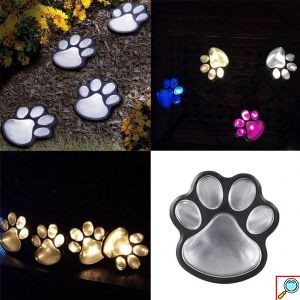 Lightex Paw Σετ Ηλιακών Φωτιστικών Δαπέδου με Σχήμα Πατούσας Ψυχρού Φωτισμού 7500K 0.06W με Αισθητήρα Φωτός 4τμχ σε Μαύρο Χρώμα