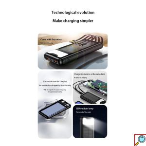 Ηλιακό Power Bank 12000mAh με 4 Ενσωματωμένα Καλώδια & LED Φακό ANDOWL Q-DC79