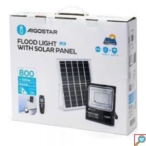 Ηλιακός Προβολέας LED 100W Ψυχρό Λευκό Φως 6500K με Αδιάβροχη Προστασία και Τηλεχειριστήριο Aigostar