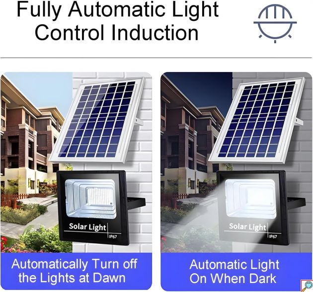 Ηλιακός Προβολέας LED 200W - Ψυχρό Λευκού Φωτισμού 6500K με Τηλεχειριστήριο FOYU