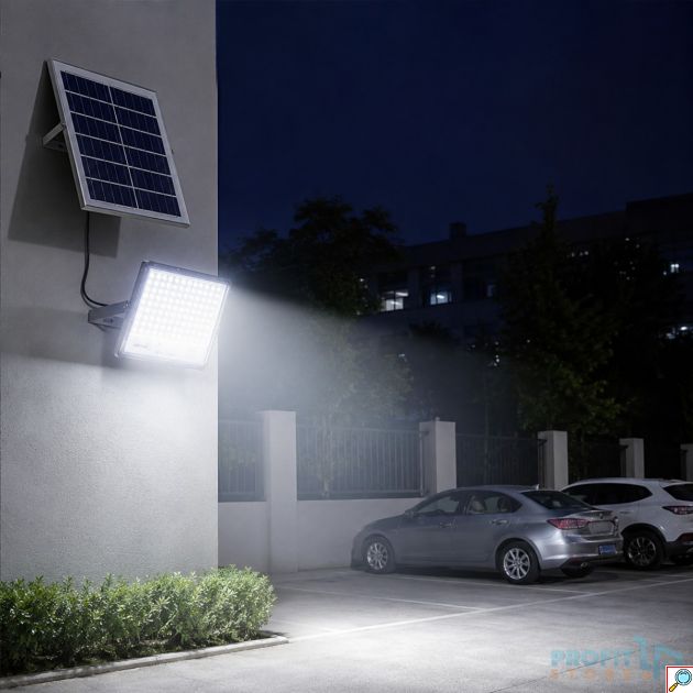 Ηλιακός Προβολέας LED Jortan 600W με Τηλεχειριστήριο IP66 Αδιάβροχος, Ψυχρό Λευκό Φως