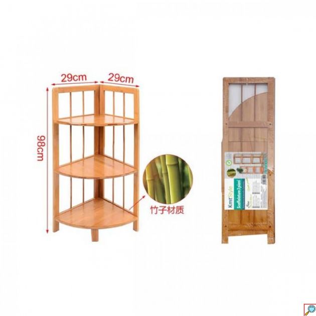 Γωνιακή Ραφιέρα Δαπέδου από Bamboo με 3 Ράφια 98x29x29 cm