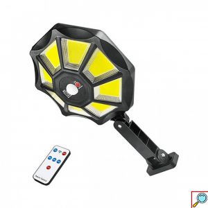 Αδιάβροχος Ηλιακός Επιτοίχιος Προβολέας IP65 με 168 COB LED -Ισχυρό Φωτιστικό Δρόμου με Τηλεχειριστήριο, Ανιχνευτή Κίνησης, Φωτοκύτταρο & Φωτοβολταϊκό Πάνελ