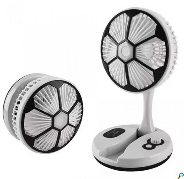 Μίνι Επιτραπέζιο Αναδιπλούμενο Ανεμιστηράκι σε Σχήμα Μπάλας Ποδοσφαίρου – Folding Fan Λευκό Μαύρο