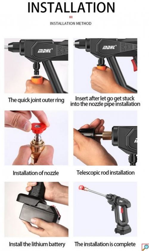 Φορητό Ηλεκτρικό Πιστόλι Πλυσίματος - Πιεστικό νερού 48V 30BAR