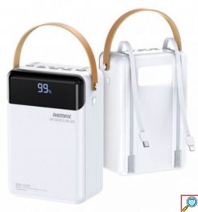 Πυρίμαχο Powerbank 60000mAh με Θύρα USB-A και Θύρα USB-C με Οθόνη και Τεχνολογία Quick Charge 3.0 Remax Λευκό