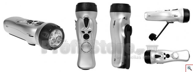 Φακός LED με Δυναμό, Ραδιόφωνο, Σειρήνα και Φορτιστή Κινητών