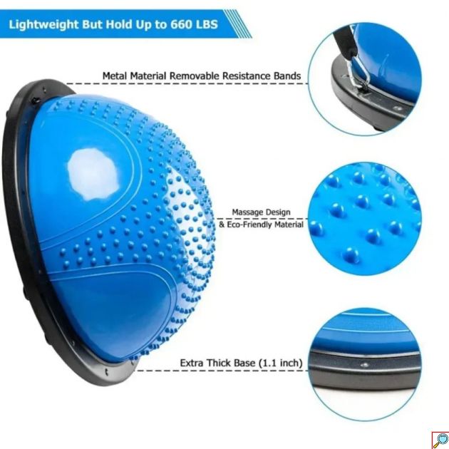 Ημισφαιρική Μπάλα Ισορροπίας με Λάστιχα & Αντλία 58cm