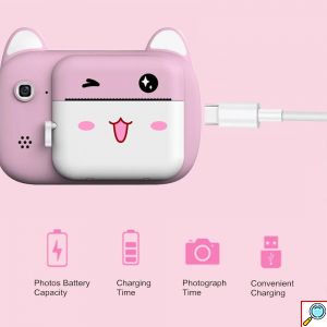 Instant Παιδική Φωτογραφική Μηχανή A7 με Θερμική Εκτύπωση Χωρίς Μελάνι σε 2 Χρώματα