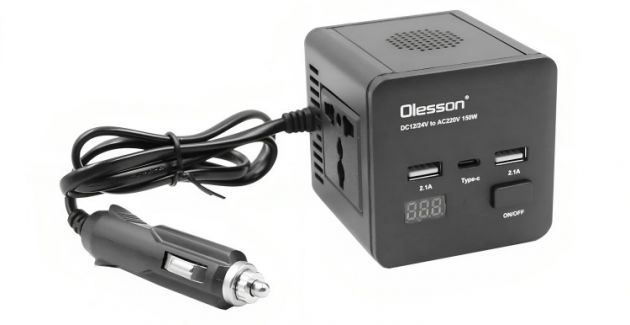 Olesson Inverter Αυτοκινήτου 150W για Μετατροπή 12V - 24V DC σε 220V AC με 2 Θύρες USB & 1 Θύρα Type-C