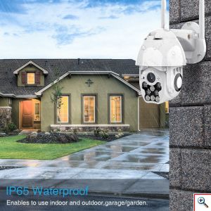 Αδιάβροχη Κάμερα Ασφαλείας WIFI με Συναγερμό & LED Προβολέα Ασύρματη IP FHD 1080p Εξωτερικού χώρου με Νυχτερινή Λήψη, Tracking Αισθητήρα Κίνησης, Ειδοποίησεις στο App, Mic +Ηχείο (Θυροτηλεόραση - Pet Monitor - Ενδοεπικοινωνία Μωρού