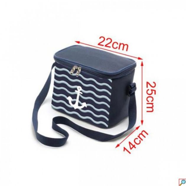 Ισοθερμική Τσάντα 8lt με Ιμάντα Ώμου 22 x 25 x 14cm - Μπλε Χρώμα
