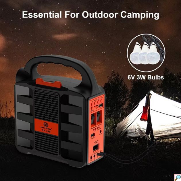 Ισχυρό Ηλιακό Φορητό Σύστημα Ενέργειας Φωτισμού LED, Φόρτισης USB & Ραδιόφωνο με Ηλιακό Πάνελ