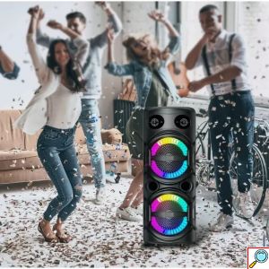 Ηχείο 120 Watt με Σύστημα Καραόκε, Ασύρματο Μικρόφωνο, FM, AUX, Bluetooth, Φωτισμό LED και Τηλεχειριστήριο - ARRANGO