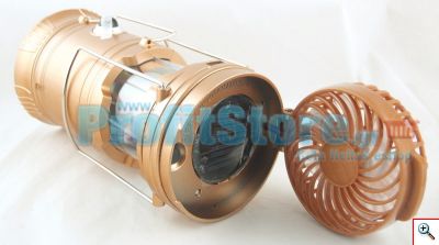 Επαναφορτιζόμενο Πτυσσόμενο Ηλιακό Φανάρι & Φακός με Ανεμιστήρα Camping Led 1W+6LED & PowerBank JD-1799A