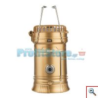 Επαναφορτιζόμενο Πτυσσόμενο Ηλιακό Φανάρι & Φακός με Ανεμιστήρα Camping Led 1W+6LED & PowerBank JD-1799A