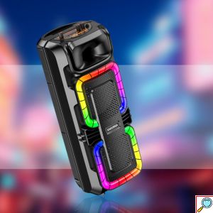 KAKUSIGA Bluetooth Ηχείο 30W με 2×8” Ηχεία, Karaoke Μικρόφωνο και LED Φωτισμό