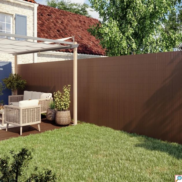 Καλαμωτή Περίφραξη PVC 150 x 500cm Καφέ 10mm για Κήπο και Μπαλκόνι