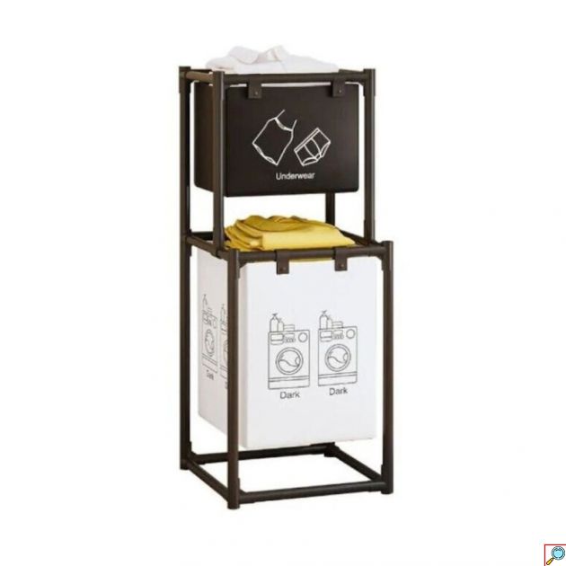 Καλάθι Απλύτων Υφασμάτινο 31×44×97cm Μαύρο με Βάση