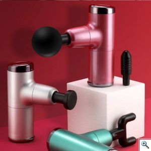 Kaload® Ηλεκτρική Συσκευή Μασάζ με 4 Κεφαλές Ρυθμιζόμενης Ταχύτητας Επαναφορτιζόμενη Fascia Gun Ροζ KH-550